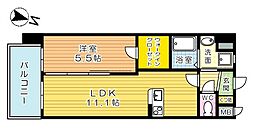 アクシオ北九州 1LDKの間取図画像