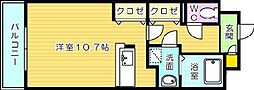 コスモス大里 ワンルームの間取図画像