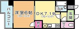 ヴィレッヂ皆好園1番館 1DKの間取図画像