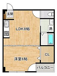 三萩野ビル 1LDKの間取図画像