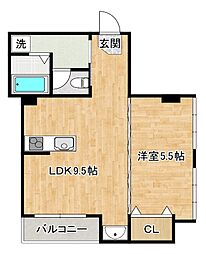 三萩野ビル 1LDKの間取図画像