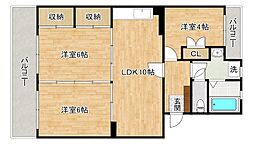 島名第五コーポ 3LDKの間取図画像