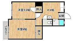 ハイツ奈香緒 2Kの間取図画像