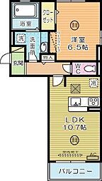D-room柳町 1LDKの間取図画像