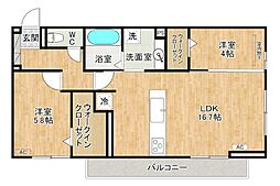 アピアランス中井 2LDKの間取図画像