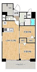 ミースカセッタ小倉 2LDKの間取図画像