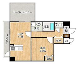 Bergamotto三萩野 1LDKの間取図画像