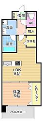 コンプレート金田 1LDKの間取図画像