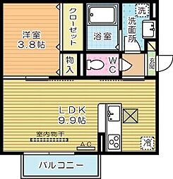 サニーコートA棟 1LDKの間取図画像