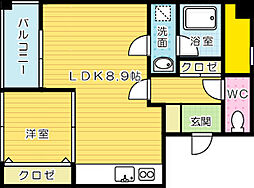 ラフィーネ門司港 1LDKの間取図画像