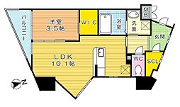 ウイングス重住 1LDKの間取図画像