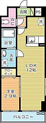 アイランド中津口 1LDKの間取図画像