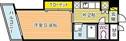 メゾンド高峰 3階1Kの間取り