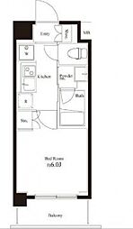 東急東横線 武蔵小杉駅 徒歩10分の賃貸マンション 4階1Kの間取り