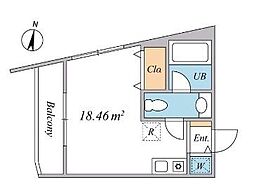 京王井の頭線 神泉駅 徒歩6分の賃貸アパート 1階ワンルームの間取り