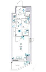 クレイシア西小山 6階1Kの間取り