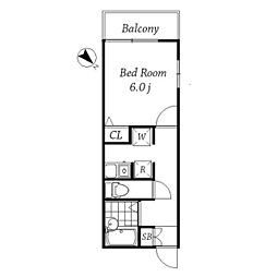 ホワイトフィールド西小山 2階1Kの間取り