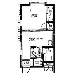 メゾン輝水 1階1DKの間取り