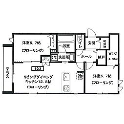 仮)ヘーベルメゾン元住吉 2LDKの間取図画像