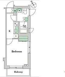ライフゾーン玉川2 1Kの間取図画像