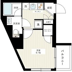 ハーモニーレジデンス品川荏原 1Kの間取図画像
