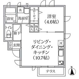 Arc奥沢B棟 1LDKの間取図画像