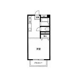 コトー三田 1DKの間取図画像