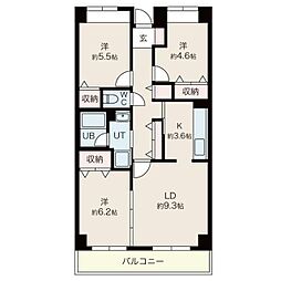 目黒本町マンション 3LDKの間取図画像
