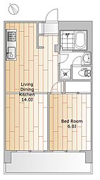 トーア青葉台マンション 1LDKの間取図画像