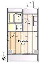 コウエイマンション目黒 1Kの間取図画像