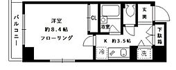 クレール目黒 1Kの間取図画像