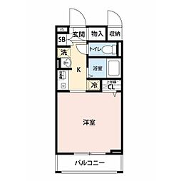 プレール学芸大学 1Kの間取図画像