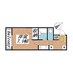 サンガ高輪 1Kの間取図画像