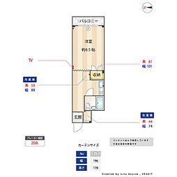 ペナテス大岡山 1Kの間取図画像