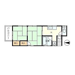 北品川アパート 2Kの間取図画像
