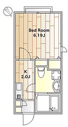 サニーヒル 1階1Kの間取り