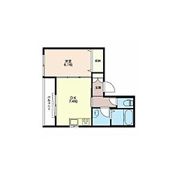 ジュヌパン用賀 4階1DKの間取り