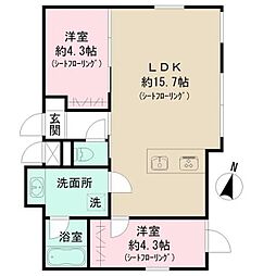 ベラ・カーサ大岡山 2階2LDKの間取り