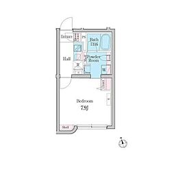 デュオメゾン自由が丘 2階1Kの間取り
