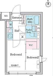 デュオメゾン都立大学 4階2Kの間取り