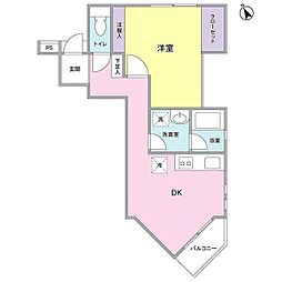 セローセロー自由が丘 1DKの間取図画像