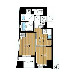 レックス赤坂レジデンス 2DKの間取図画像