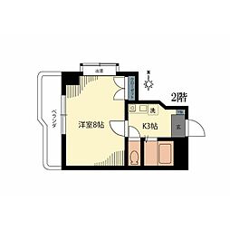 ケイズビル 2階1Kの間取り
