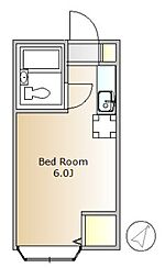 アルス下馬II 2階ワンルームの間取り