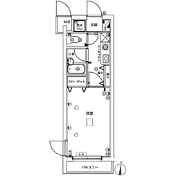 菱和パレス上目黒 1Kの間取図画像