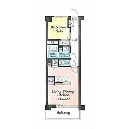 松見坂武蔵野マンション 1LDKの間取図画像