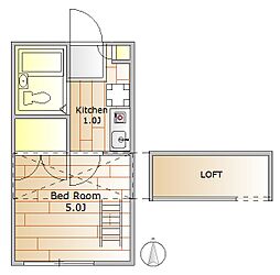 シャーロットタウン 1Kの間取図画像