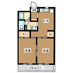 パルデンス綱島C 2DKの間取図画像