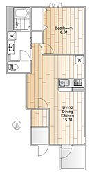 BRIGHTONCOURT 1LDKの間取図画像