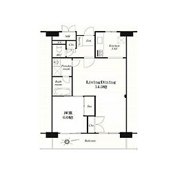 三田ナショナルコート 1LDKの間取図画像